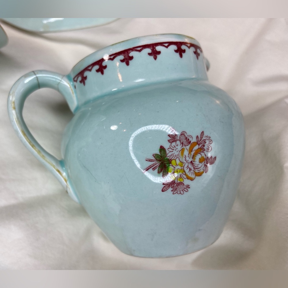 Adams Calyx Ware Tea Cups Saucers Creamer chips and stains Arts & Crafts - Picture 8 of 13